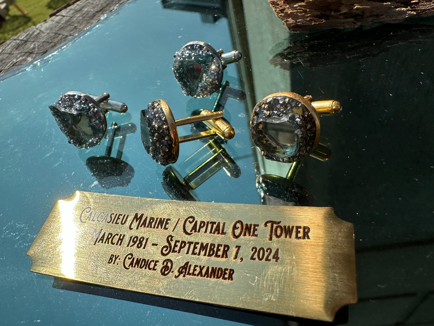 Tower Glass Metal Cuff Links