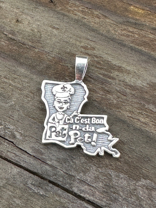 Pat N da Pot Sterling Silver Signed Louisiana Pendant