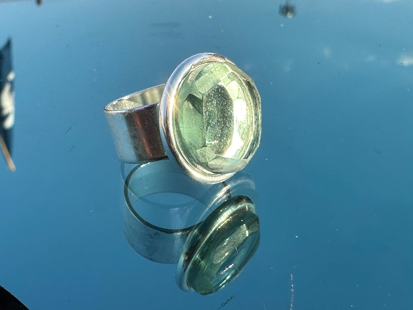 Capital One Glass, Sterling Silver, Ring, Candice Alexander, Jewelry, Hand-crafted, Personalized