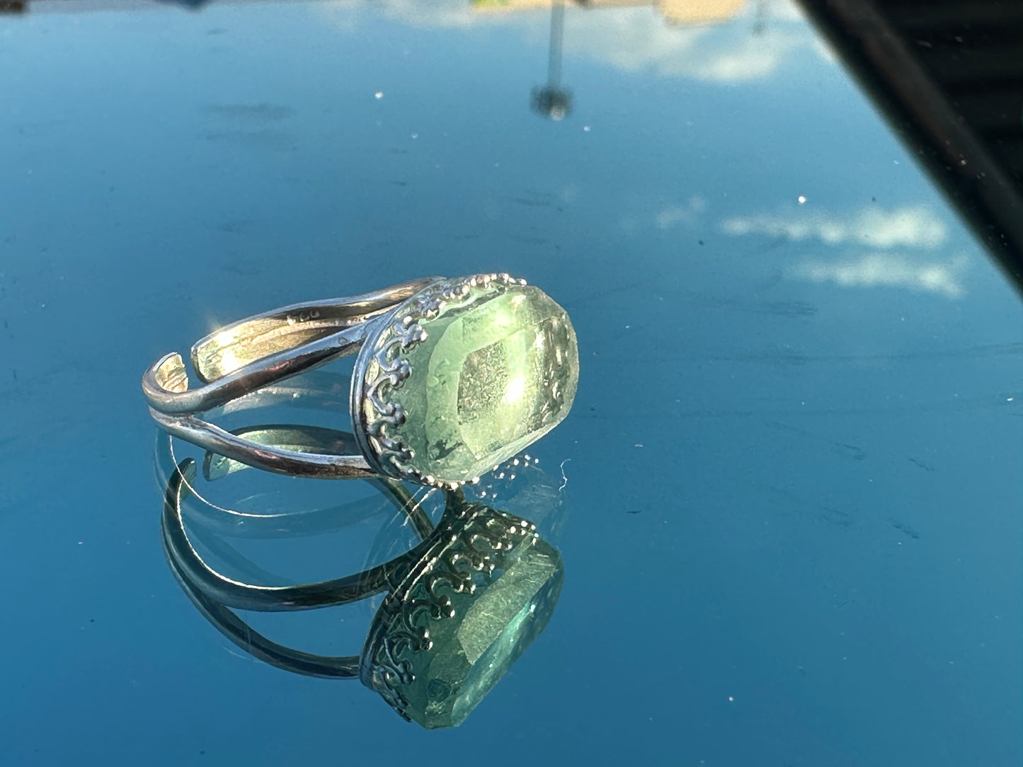 Capital One Glass, Sterling Silver, Ring, Candice Alexander, Jewelry, Hand-crafted, Personalized
