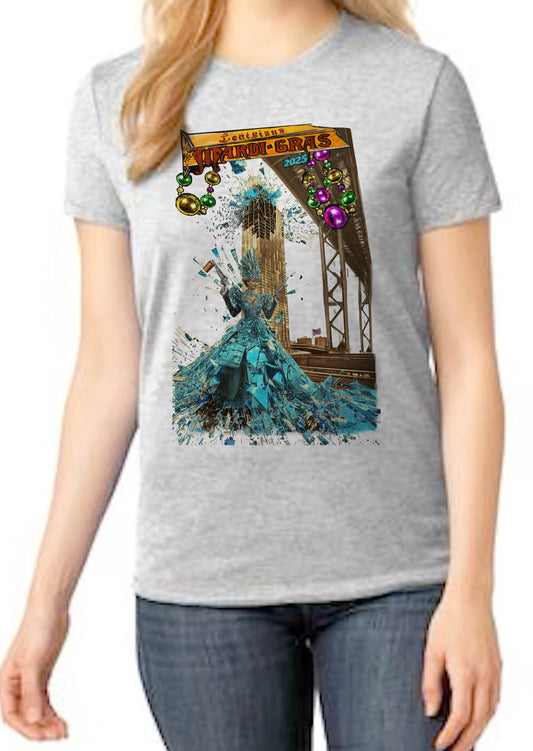 2025 Louisiana Mardi Gras Unisex Ash Grey 100% Cotton T-Shirts
