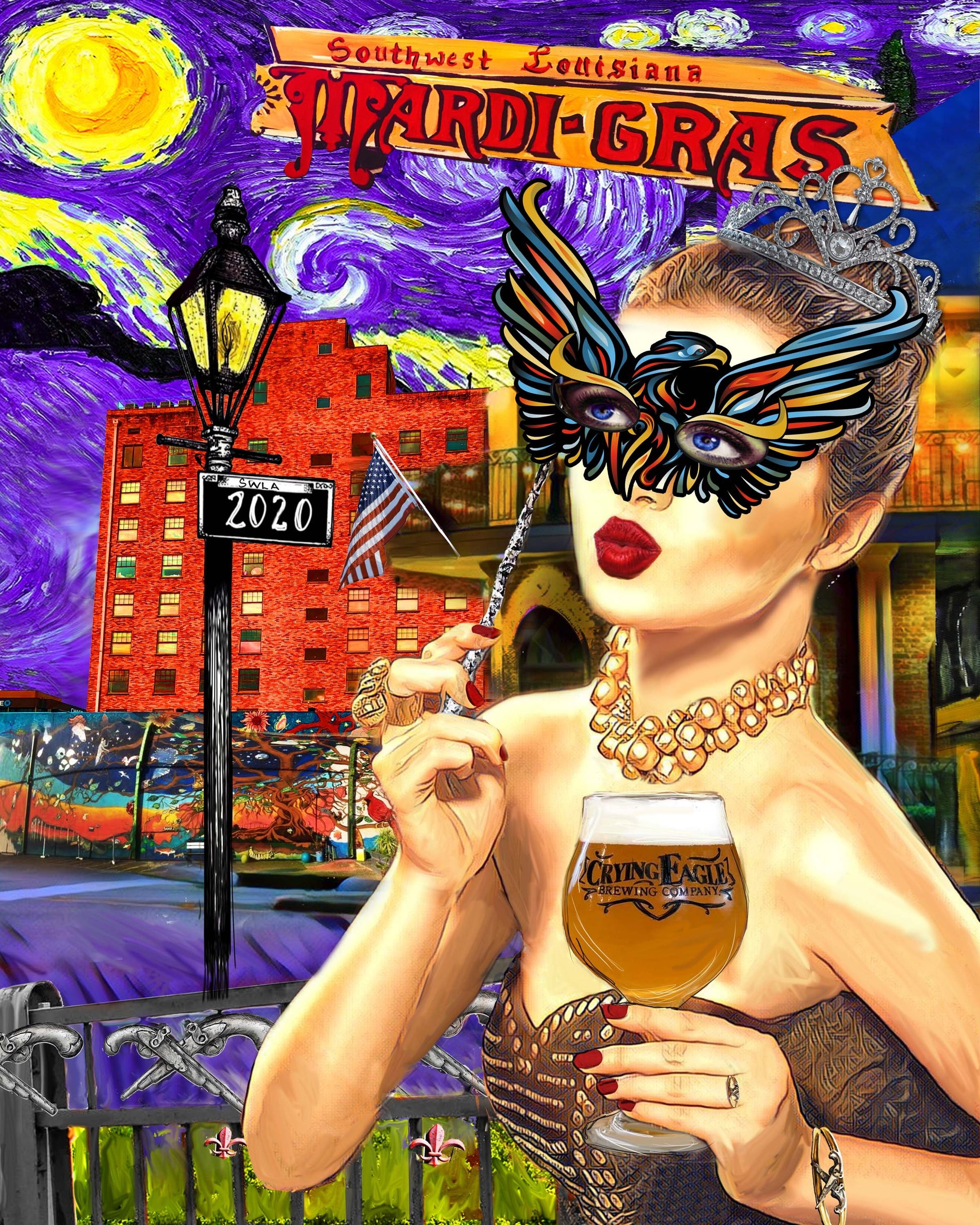 Candice Alexander, Louisiana Artist, creates the 2020 Official SWLA Mardi Gras Poster