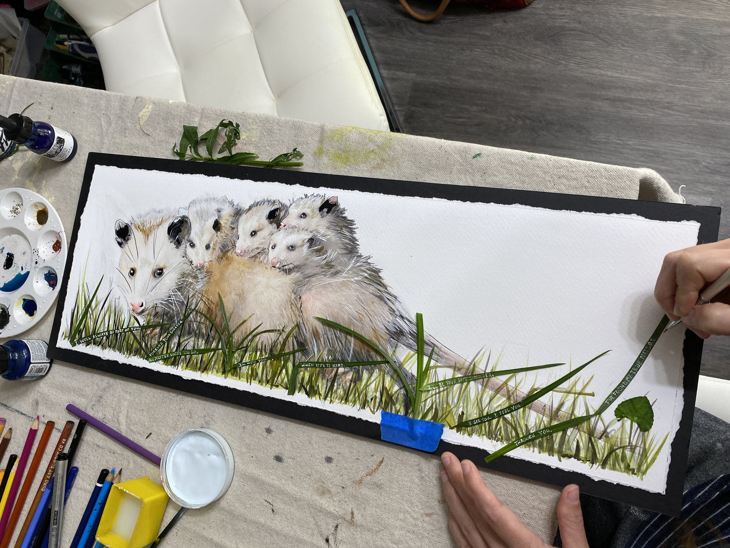 Candice Alexander, Alexander Art, Art, Louisiana, Wild Flowers, Mountain, Flowers, Lake Charles, Calcasieu Parish, Southwest, Opossum, family, children, Edit alt text