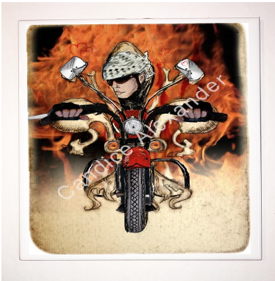 Biker with Flames