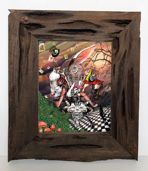 Candice Alexander Alice in Wonderland Fleur De Lis Louisiana Cypress Framed Signed Print