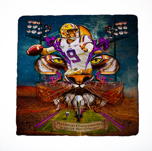 Joe Burrow Fleur de Lis LSU Stadium Art by Candice Alexander, Fleur de Lis Louisiana Artist