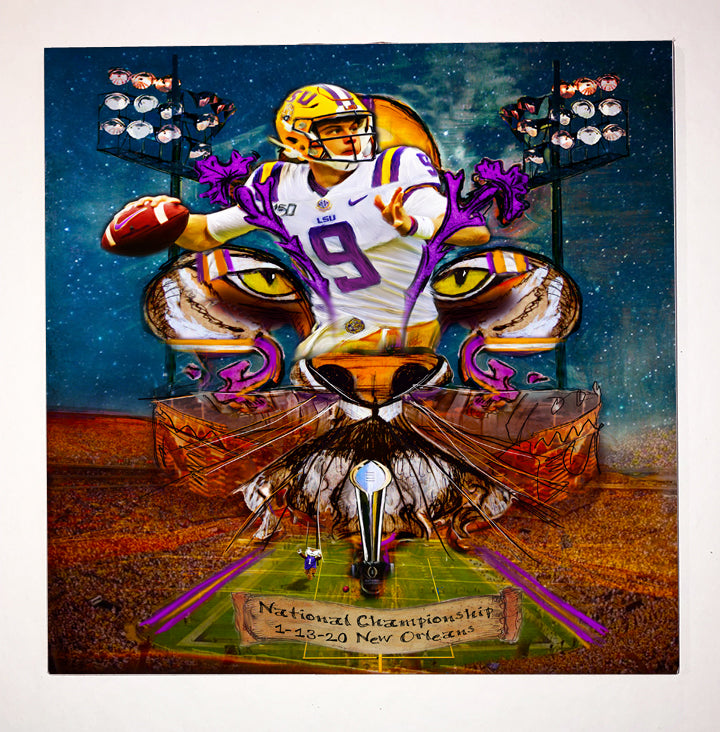 Joe Burrow Fleur de Lis LSU Stadium Art by Candice Alexander, Fleur de Lis Louisiana Artist