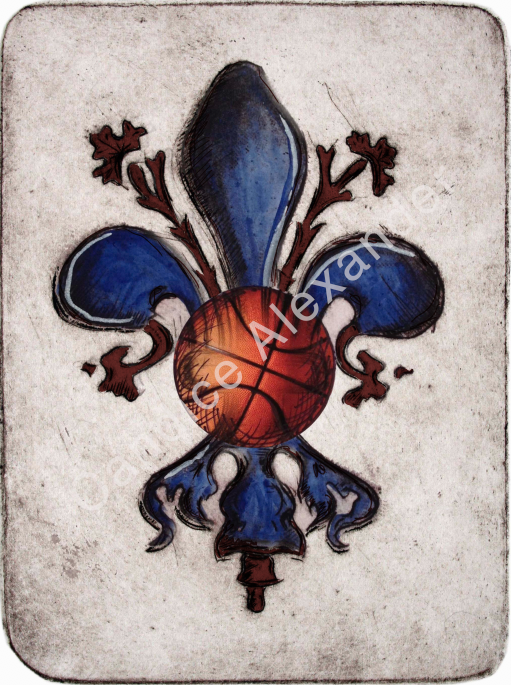 Basketball Maroon and Navy Fleur De Lis Candice Alexander Fleur de Lis Art by Candice Alexander Louisiana Artist