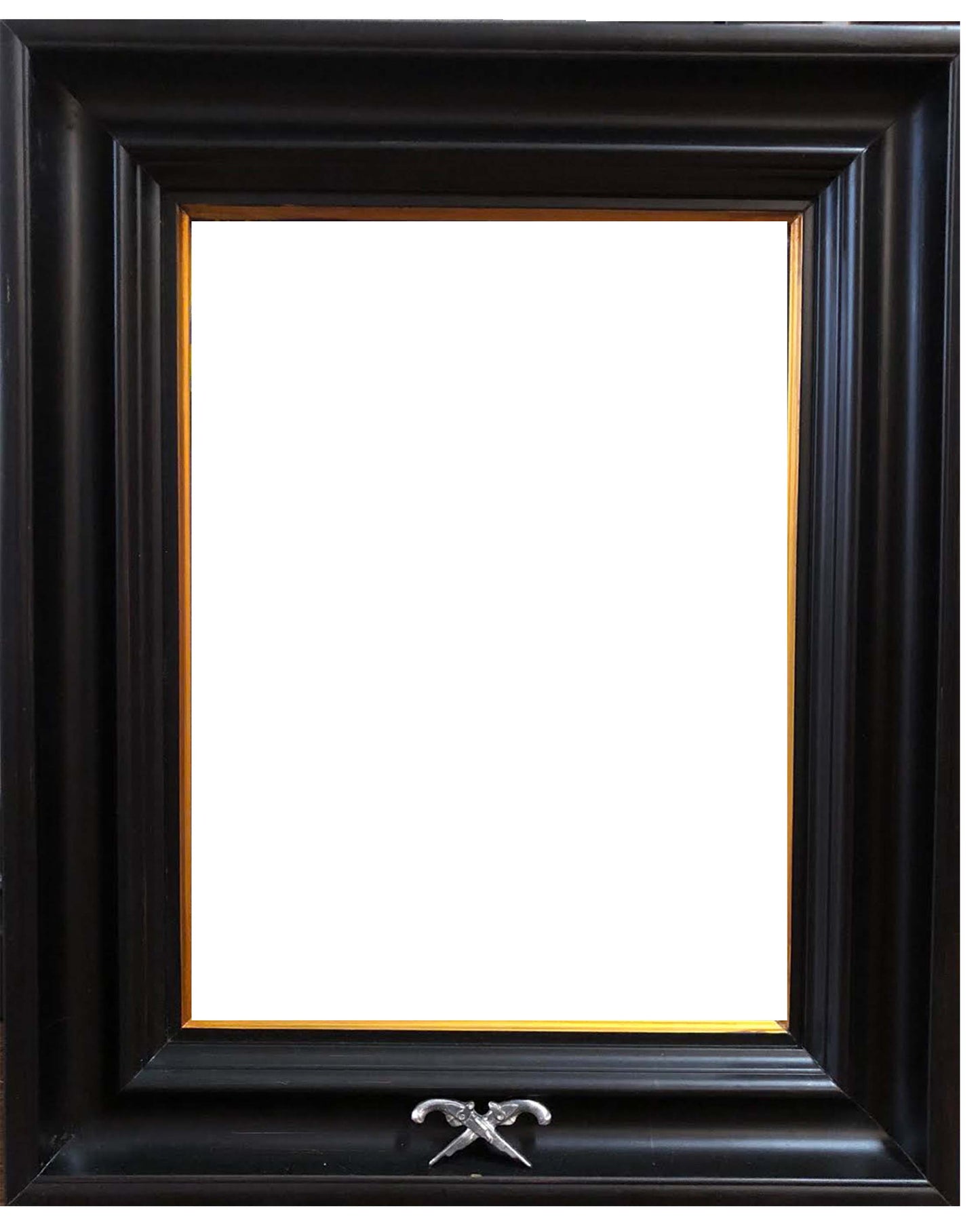 Candice Alexander has created a one of a kind frame fitted with a miniature replica of the Jean Lafitte Pistols from the Calcasieu river I10 Bridge. Black Frame