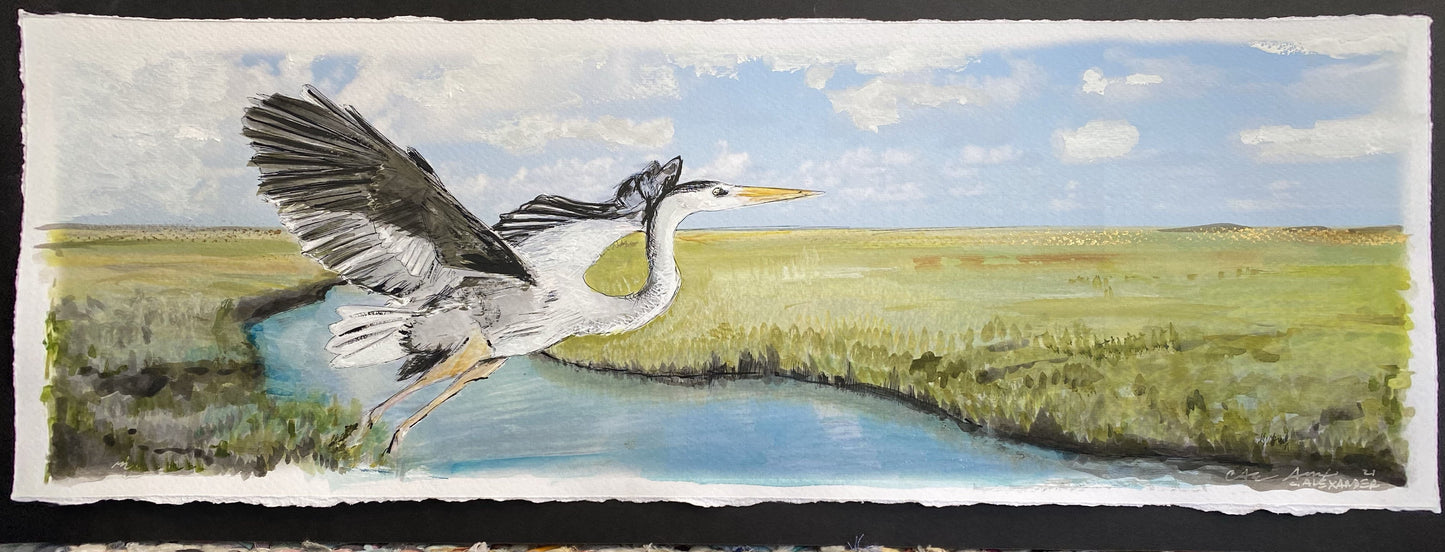 Candice Alexander, Alexander Art, Louisiana, Southwest Louisiana, Blue Heron, Bayou