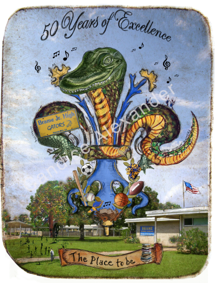 Brame Jr High in Alexandria LA Fleur De Lis art by Candice Alexander, Louisiana Artist