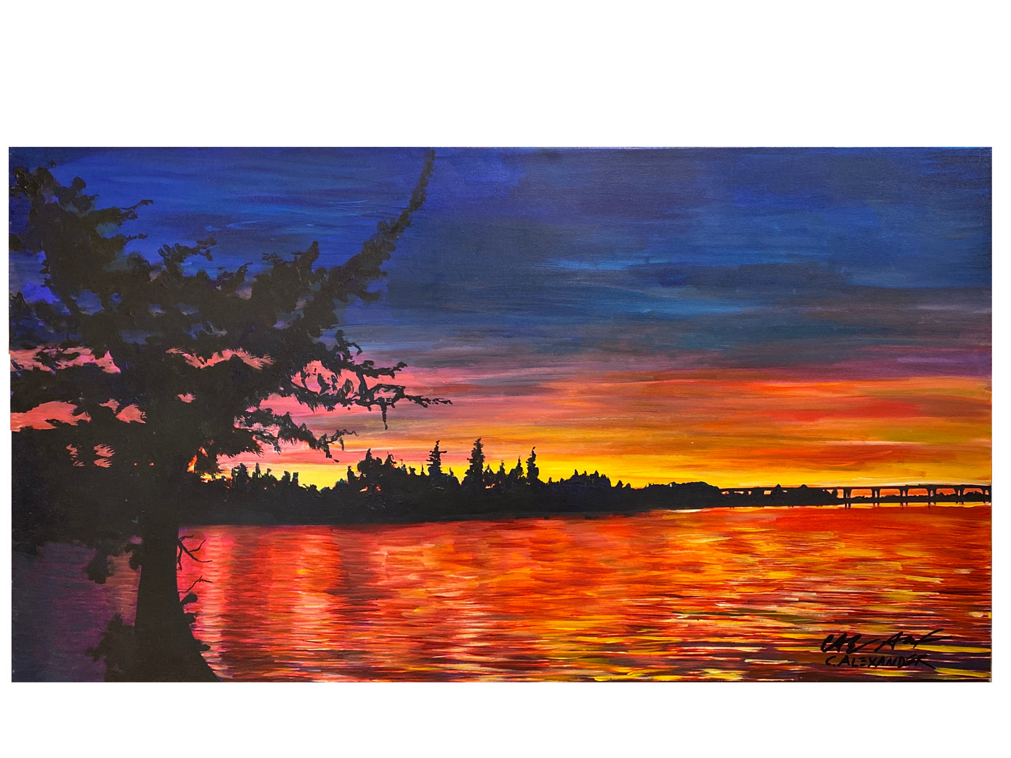 Caddo, Candice Alexander, Louisiana Artist, Louisiana, Wetland, Lake, Texas, Border, Southeastern Culture of Native AmericanCandice Alexander, Alexander Art, Louisiana, Shreveport, Lake Charles, Cross Lake, Sunset, Bayou, Louisiana Collection, Landscape Background, Sky