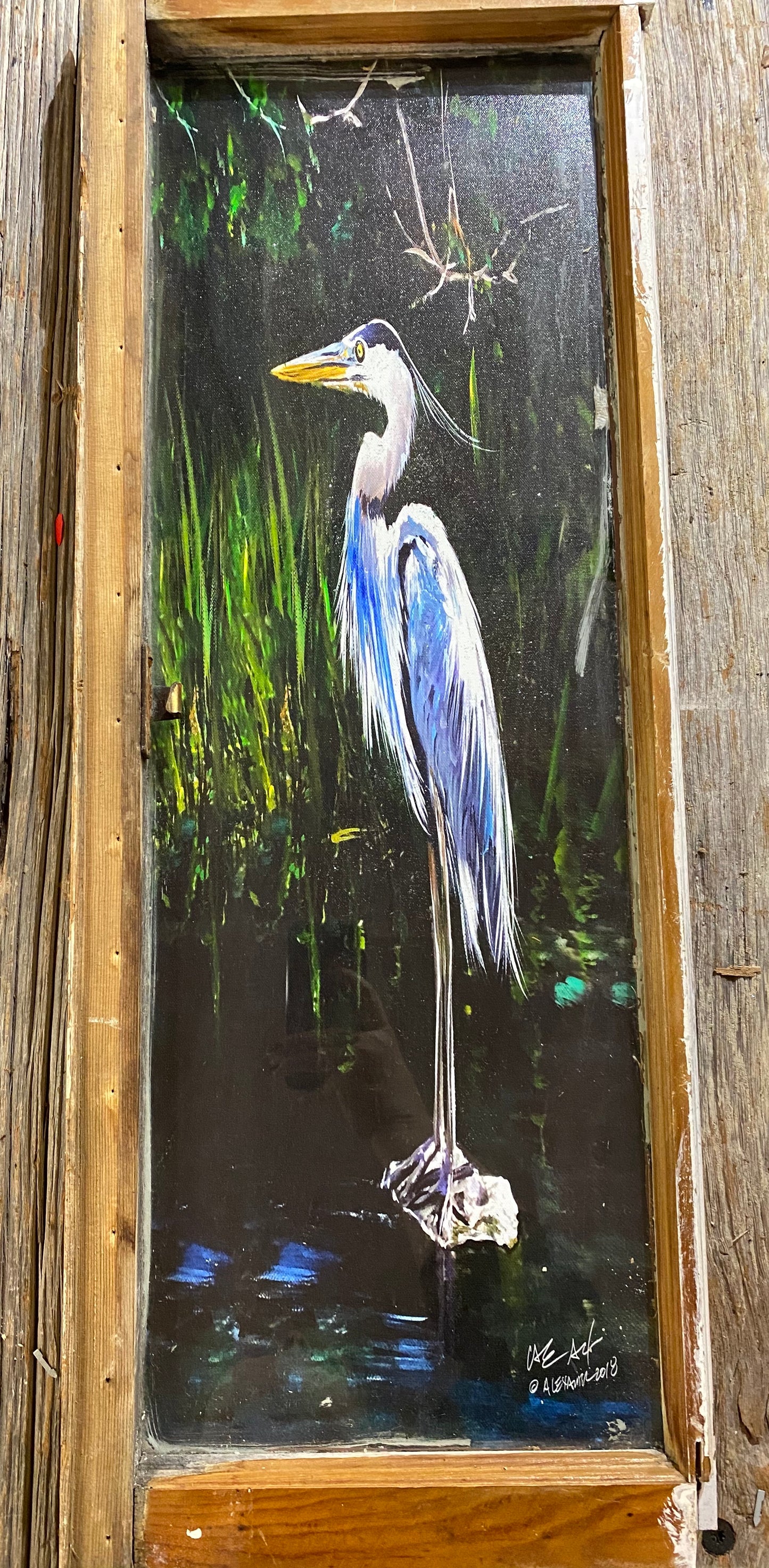 Gros Bec, Bird, Louisiana, Window Frames, Art, Candice Alexander Art, design, Heron,  Vintage, SWLA, Louisiana Strong, Wildlife, Calcasieu Parish