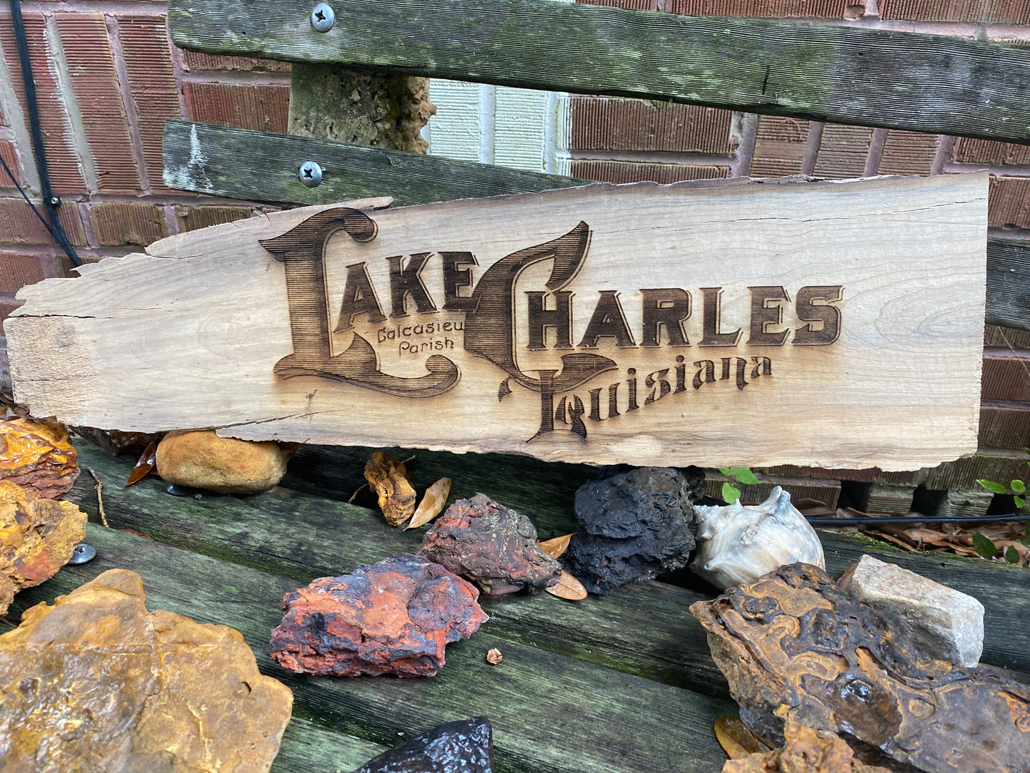 Lake Charles Sign Wood Engraving "One of a Kind"