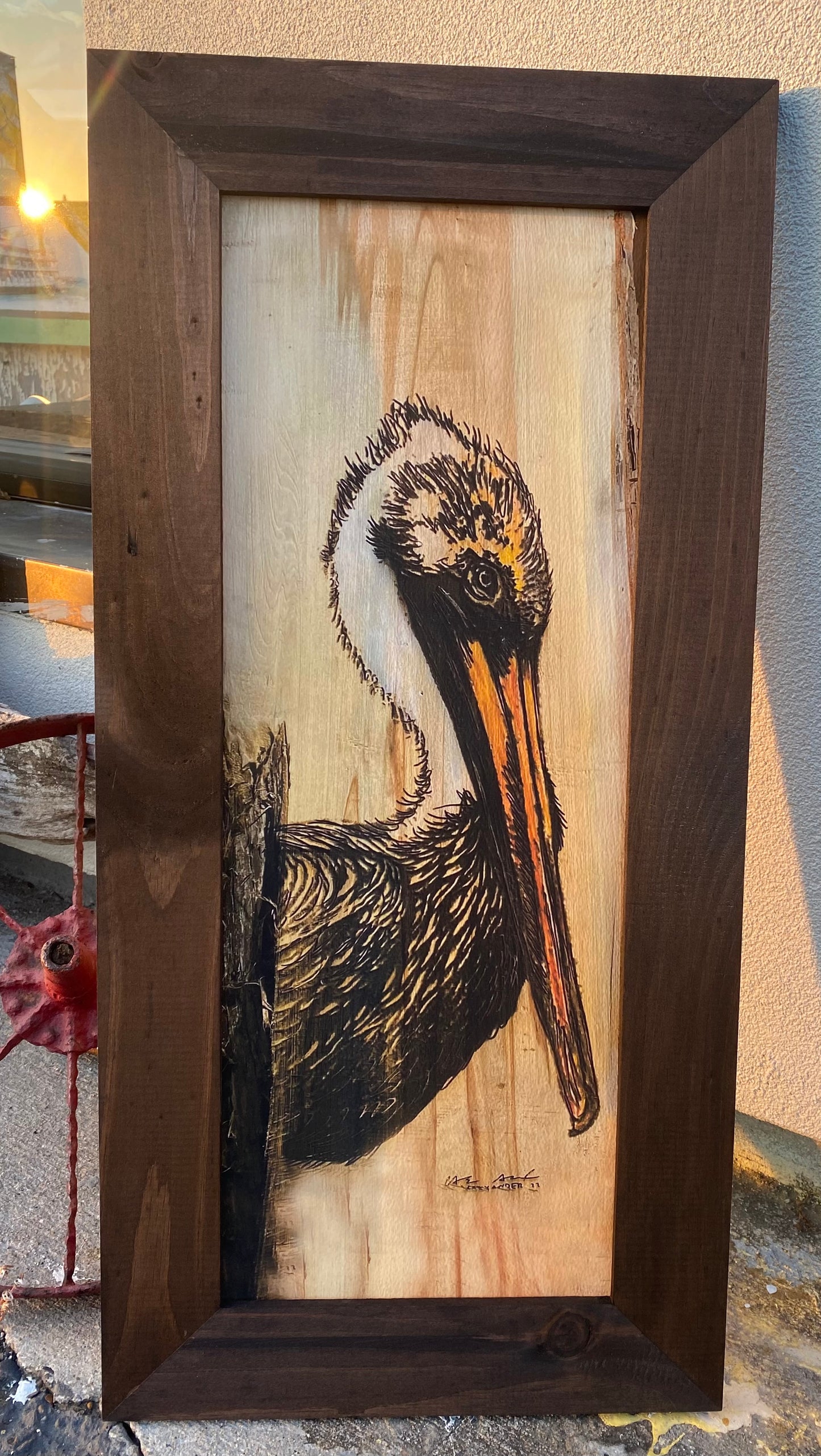 Brown Pelican Wood Engraving