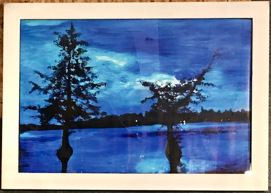 Original, Sunrise, sunset, Louisiana, Horizon, Basin, Swamp, Cypress, Trees, Candice Alexander, Alexander Art, Bayou, Water, Twilight Blue Bayou