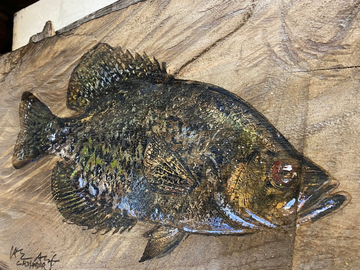 Crappie (Sac Au Lait) Wood Engraving "One of a Kind"