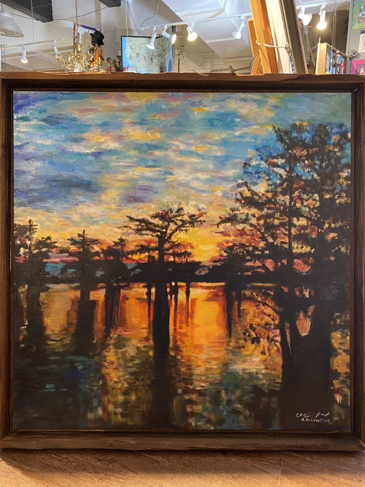 Original, Sunrise, sunset, Louisiana, Horizon, Basin, Swamp, Cypress, Trees, Candice Alexander, Alexander Art, Bayou, Water