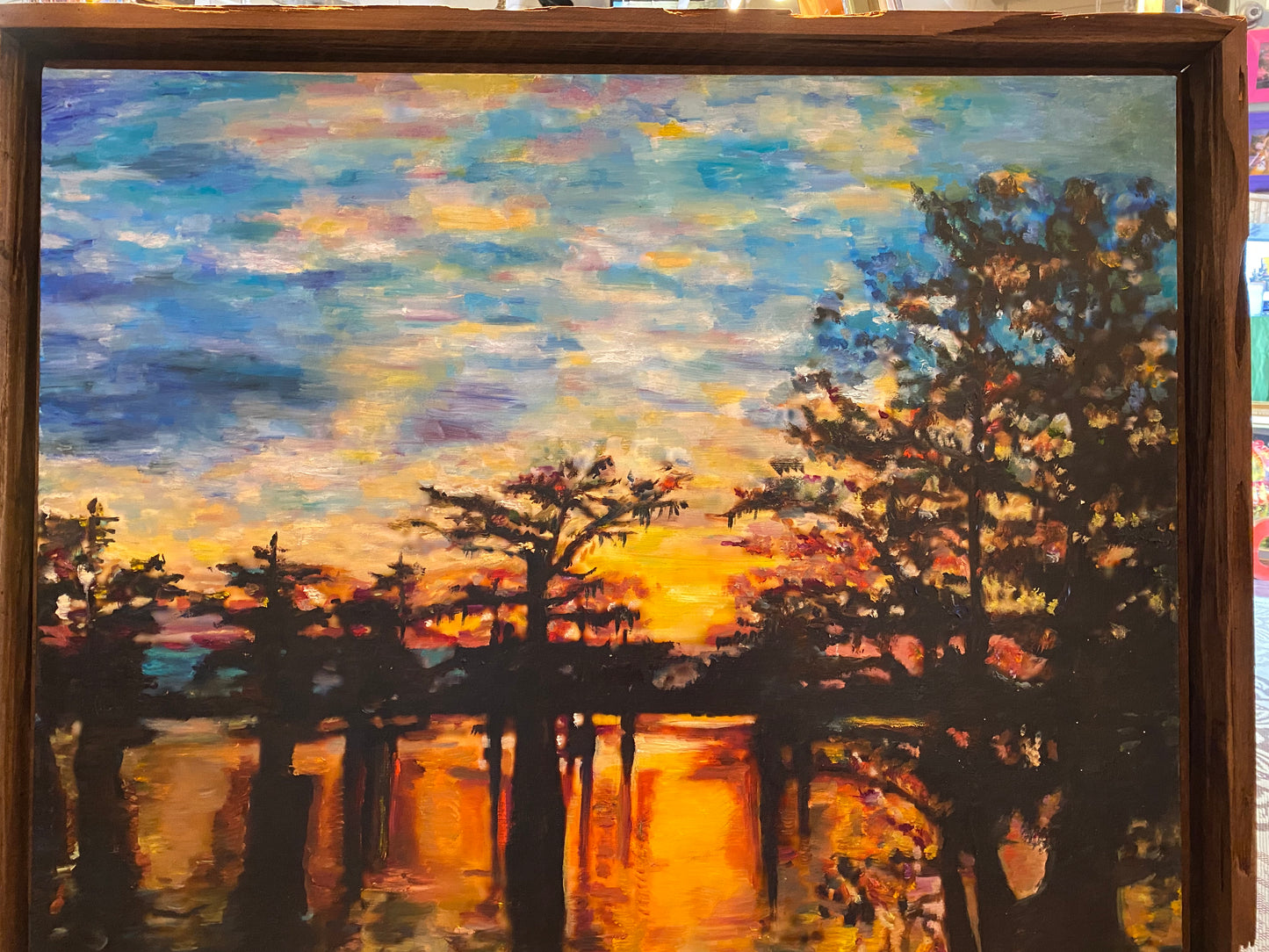 Original, Sunrise, sunset, Louisiana, Horizon, Basin, Swamp, Cypress, Trees, Candice Alexander, Alexander Art, Bayou, Water