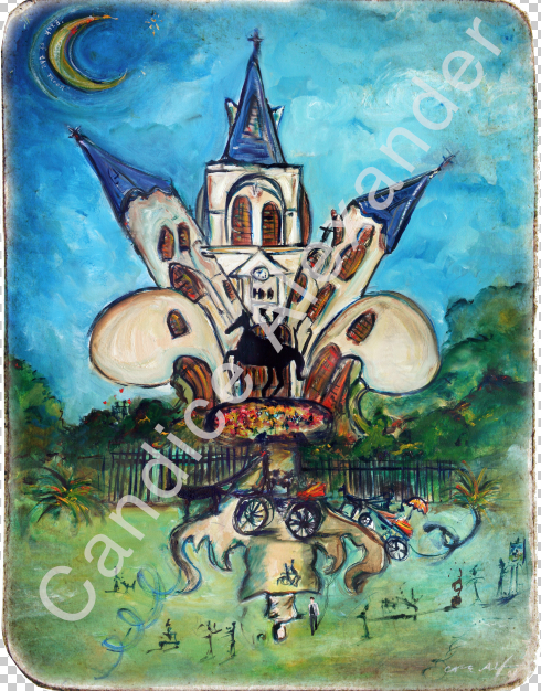 Jackson Square Oil Painting Fleur de Lis design by Candice Alexander, Fleur De Lis Artist