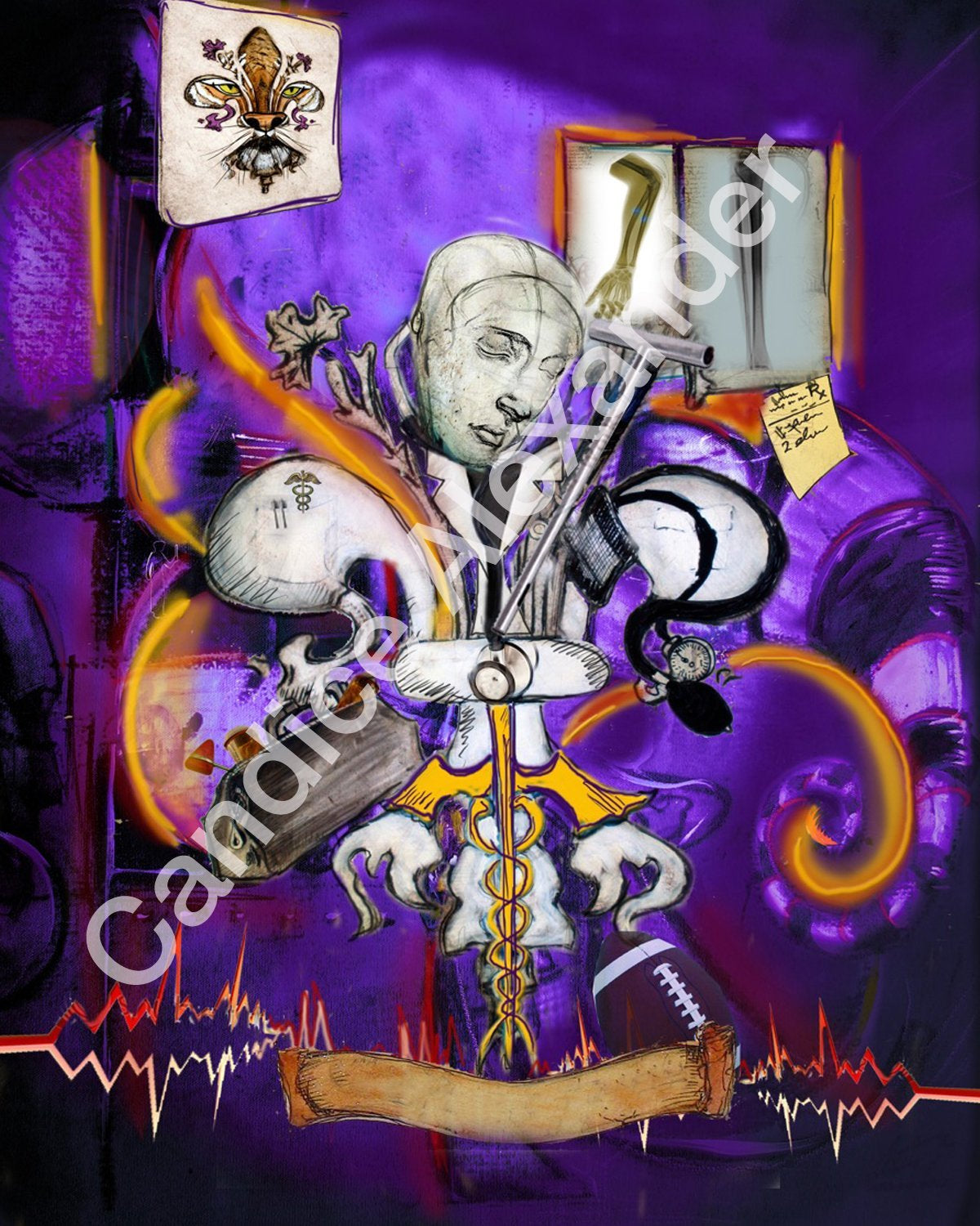 Jazz Doctor Lsu Orthopedic Fleur de LIs Art by Candice Alexander, Fleur de Lis artist