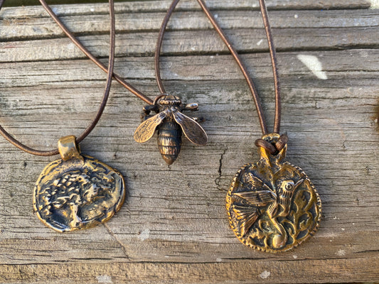 Hummingbird design by Candice Alexander, Fleur De Lis Artist, Hurricane, SWLA, Jewelry, Honeybee, Tree of Life, Necklace