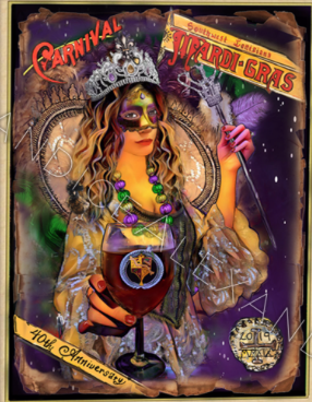 Official 2019 SWLA Mardi Gras Poster Fleur De Lis art by Candice Alexander, Louisiana Artist designed by Candice Alexander