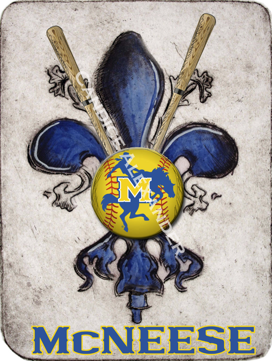 McNeese Softball Fleur de Lis art by Candice Alexander, Fleur de Lis Artist Fleur De Lis art by Candice Alexander, Louisiana Artist