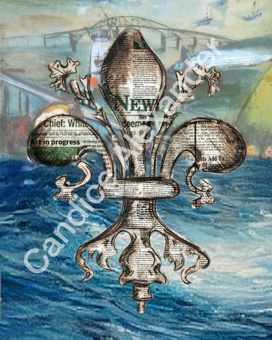 Newspaper Journalist Fleur De Lis art by Candice Alexander, Louisiana Artist Fleur De Lis Art by Candice Alexander Fleur de Lis Artist