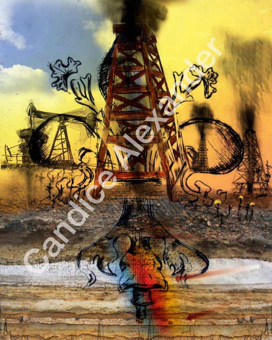 Oil Well Fleur De Lis art by Candice Alexander, Louisiana Artist Fleur De Lis Art by Candice Alexander Fleur de Lis Artist