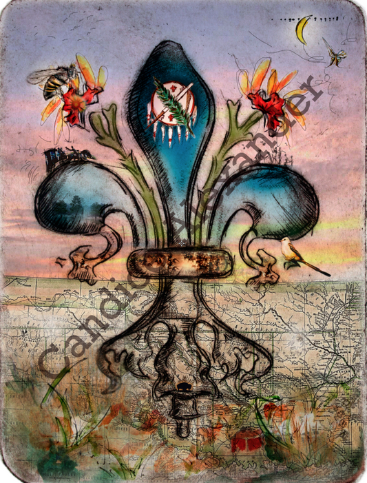 Oklahoma  Fleur De Lis art by Candice Alexander, Louisiana Artist Fleur de Lis design by Candice Alexander, Fleur De Lis Artist