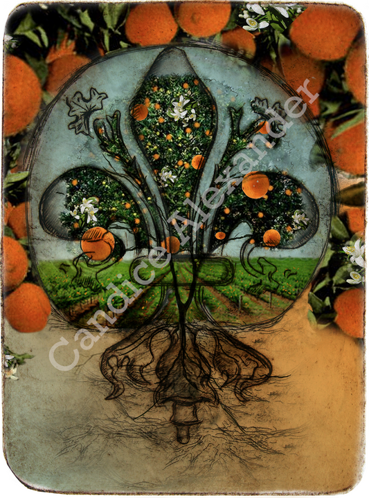 Orange Fleur De Lis art by Candice Alexander, Louisiana Artist Fleur de Lis art by Candice Alexander, Fleur De Lis Artist