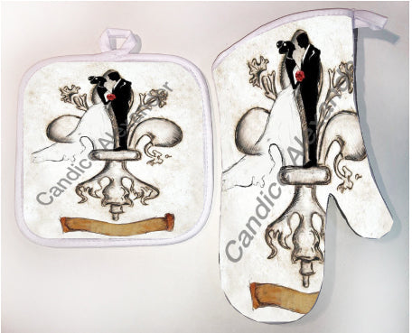 Wedding Elegant Pot Holder & Oven Mitt