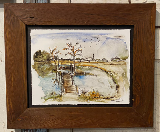 Watercolor Roanoke Pond