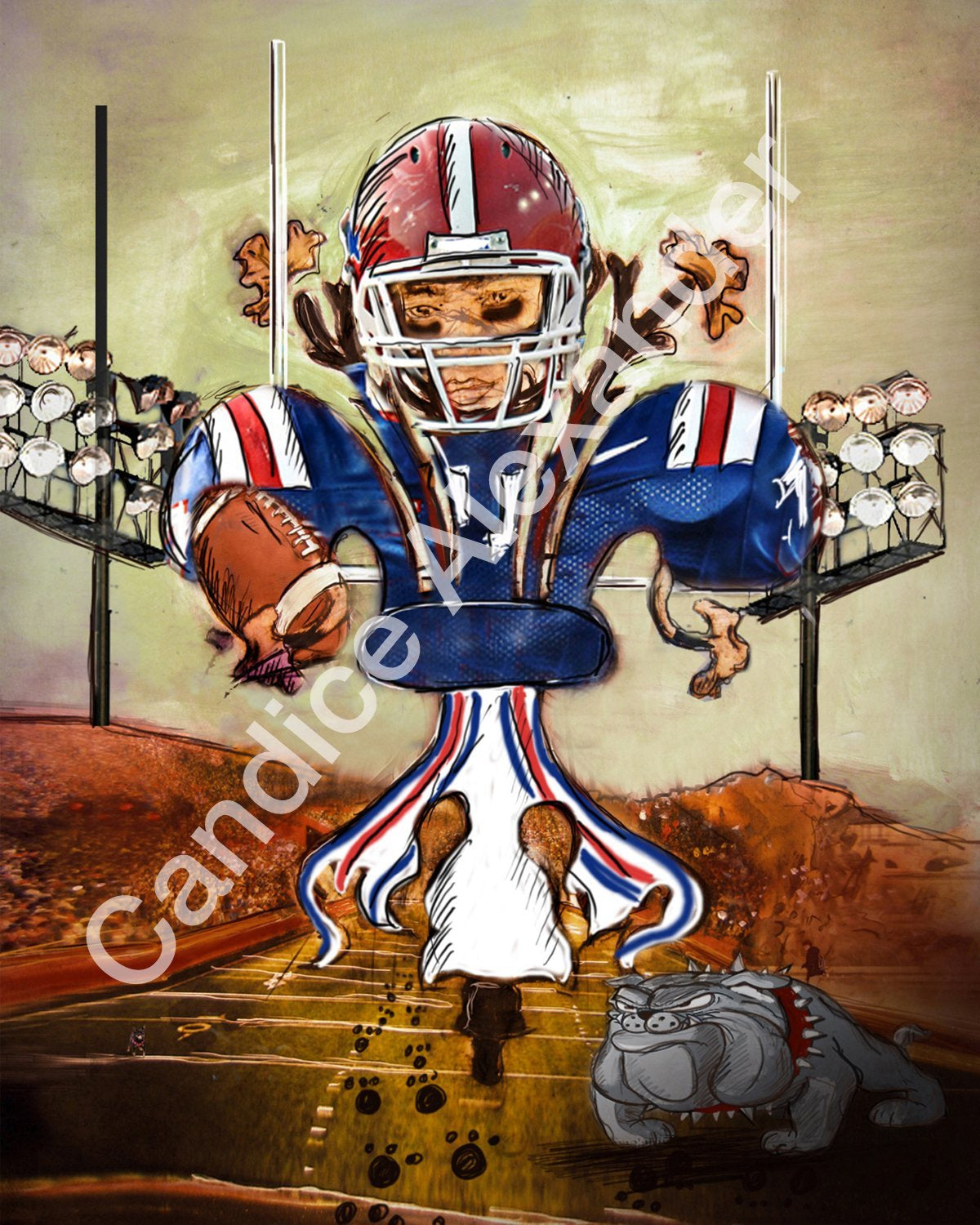 Tech Football Fleur De Lis art by Candice Alexander, Louisiana Artist Fleur De Lis by Candice Alexander Fleur De Lis Artist