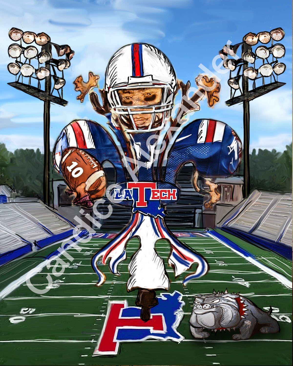 Tech Bulldogs Football Fleur De Lis art by Candice Alexander, Louisiana Artist Fleur De Lis by Candice Alexander Fleur De Lis Artist