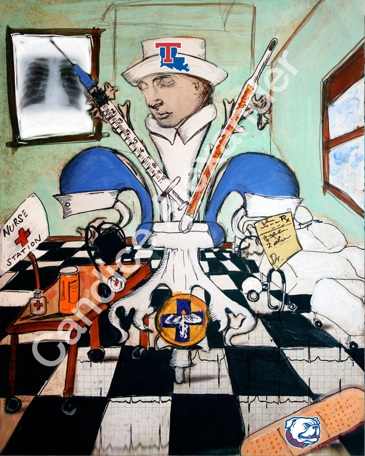 Tech Male Nurse Fleur De Lis art by Candice Alexander, Louisiana Artist Fleur De Lis Art by Candice Alexander Fleur de Lis Artist