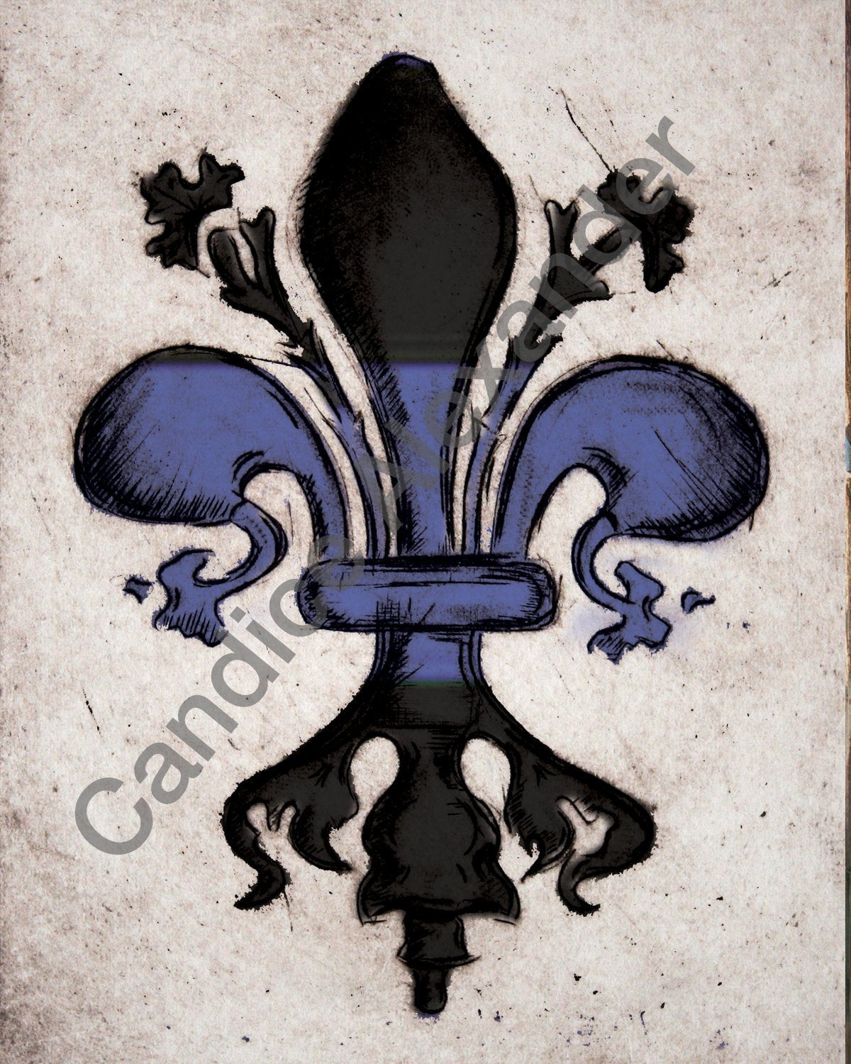 Thin Blue Line Fleur by Candice Alexander Fleur De Lis art by Candice Alexander, Louisiana Artist