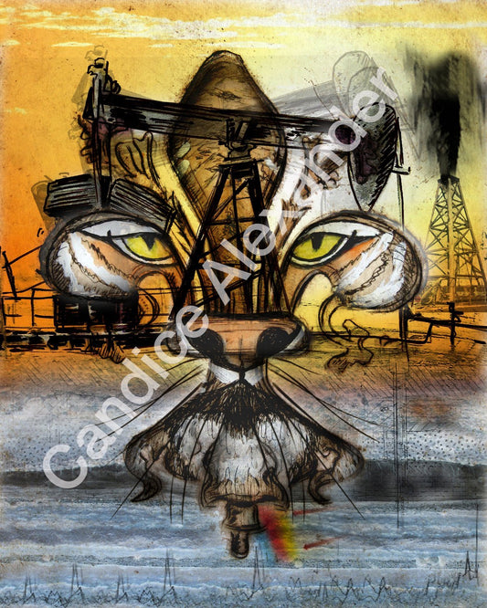 Tiger Oil Fleur De Lis art by Candice Alexander, Louisiana Artist Fleur De Lis by Candice Alexander Fleur De Lis Artist
