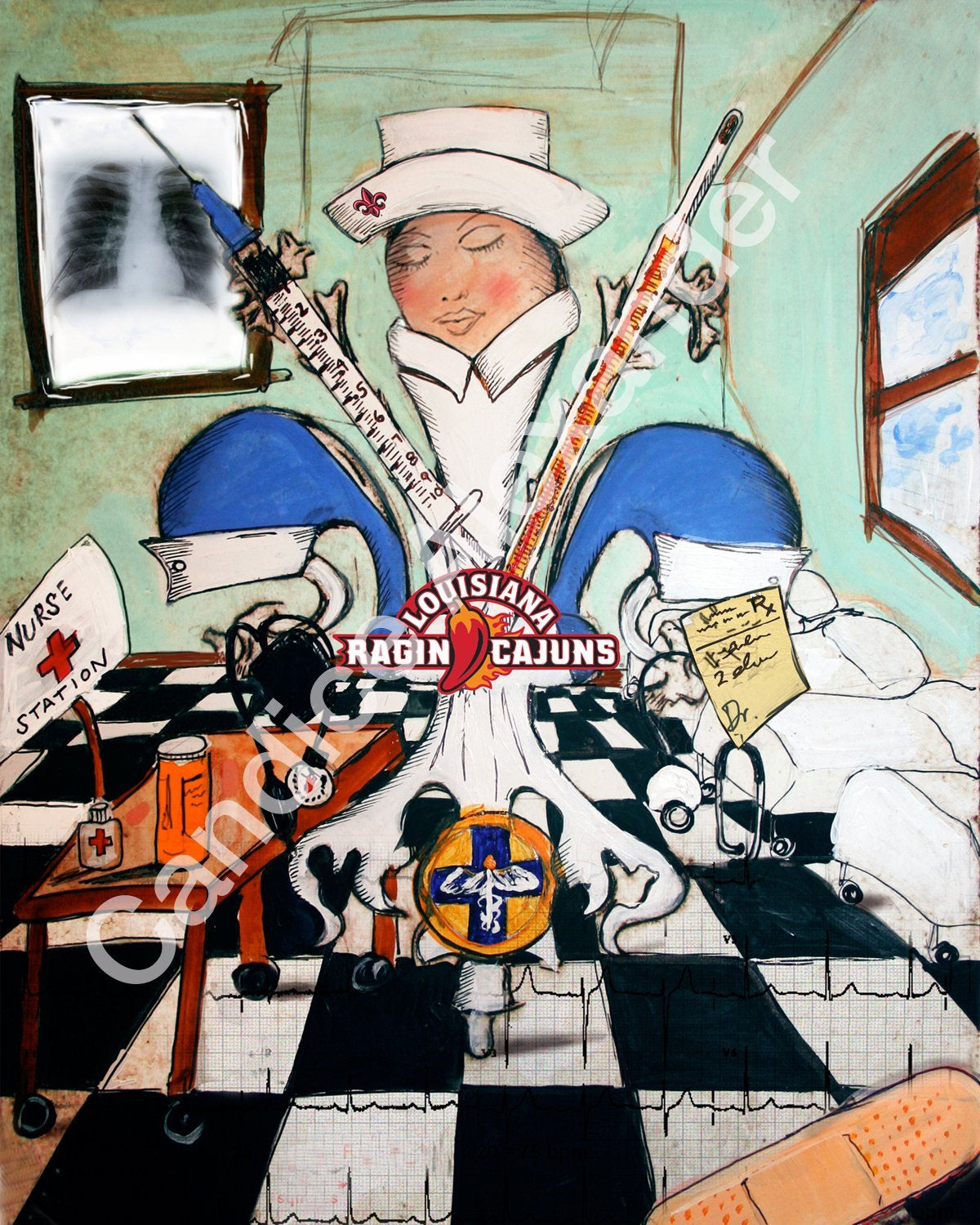 ULL Nurse Fleur De Lis Design by Candice Alexander, Fleur De Lis Artist
