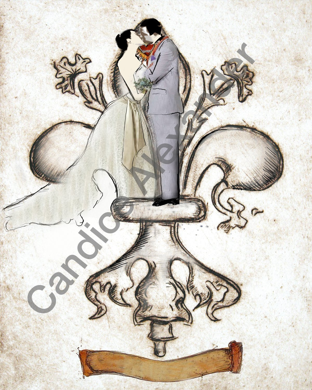 Wedding Seersucker Suit Fleur De Lis Design by Candice Alexander, Fleur De Lis Artist