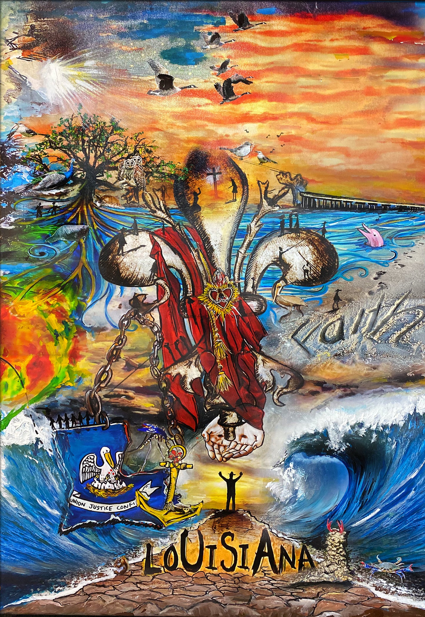 Candice Alexander, Fleur De Lis, Louisiana Artist, Acrylic Painting, Inspiration Pietre Bruegal, Calvary, Hurricane Laura, Hurricane Delta, Lake Charles, Southwest Louisiana, Faith, Hope Inspiring Art, Paige Vidrine, Mississippi, Texas, Ocean Springs, Fine Art, Geese, Crab, Peacock, Sallier Oak, Pinky, God, Jesus, Honey Bee, Anchor, Mocking Bird, Manatee, Barred Owl, Crawfish, Mosquito, Gulf of Mexico, McDonalds, Michael Boyer, Mike Boyer, SWLA Edit alt text