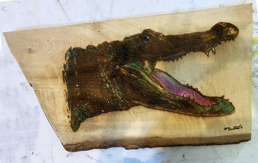 Gator Wood Engraving "One of a Kind"