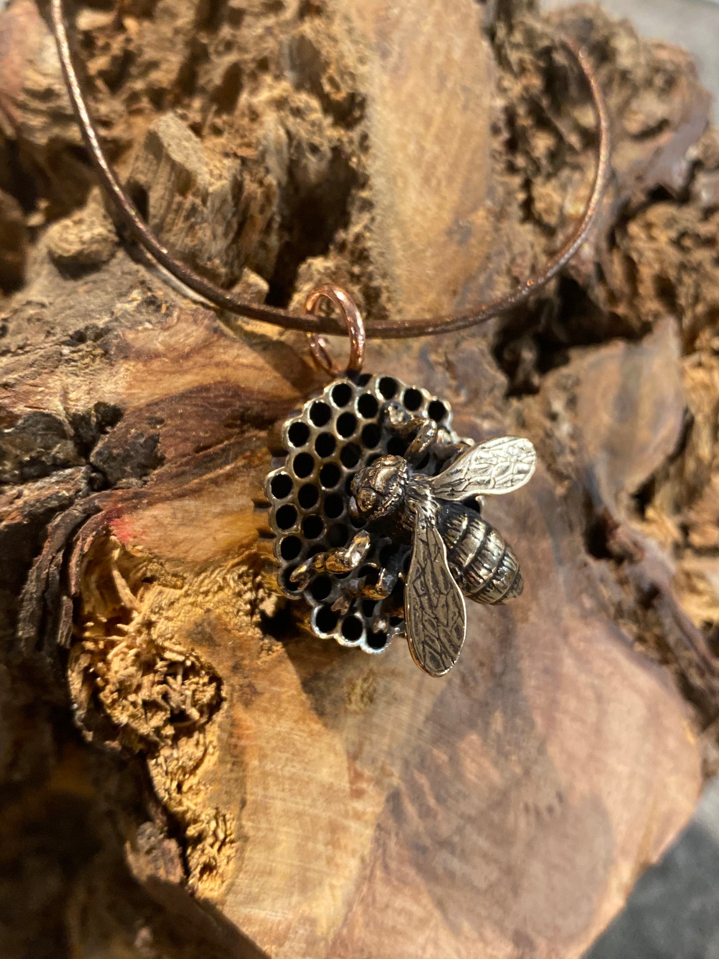 Original Bee Honeycomb Casting Necklace