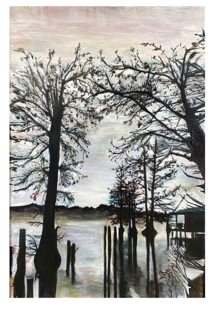 Original, Sunrise, sunset, Louisiana, Horizon, Basin, Swamp, Cypress, Trees, Candice Alexander, Alexander Art, Bayou, Water, Baton Rouge, New Orleans, Lafayette, Lake Charles, South Louisiana,  Mystic Bayou