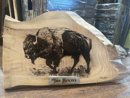 Bison Wood Engraving "One of a Kind"