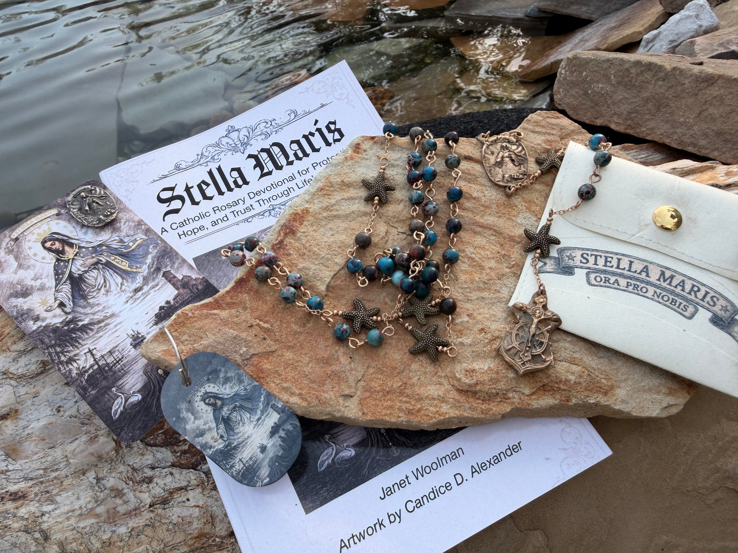 Stella Maris, Star of the Sea Argentium Silver and White Bronze Rosary Package