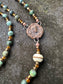 Green Turquoise, Inlaid Copper Bead, and Kiln Fired Copper Handmade Rosary