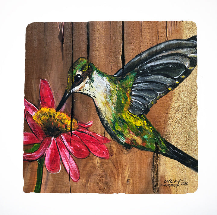 Hummingbird on Wood