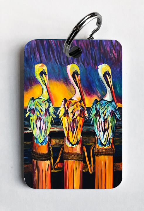 Three Pelicans Keychain